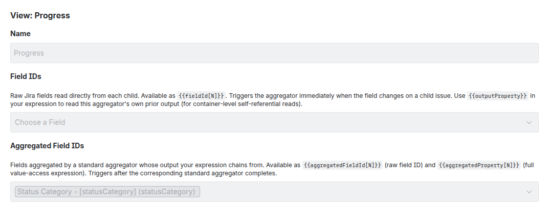 Custom Aggregator detail view