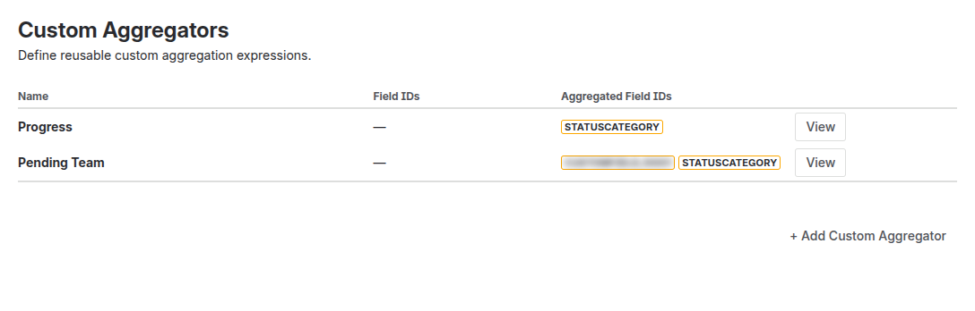 Custom Aggregators manager