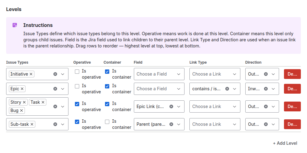 Levels editor
